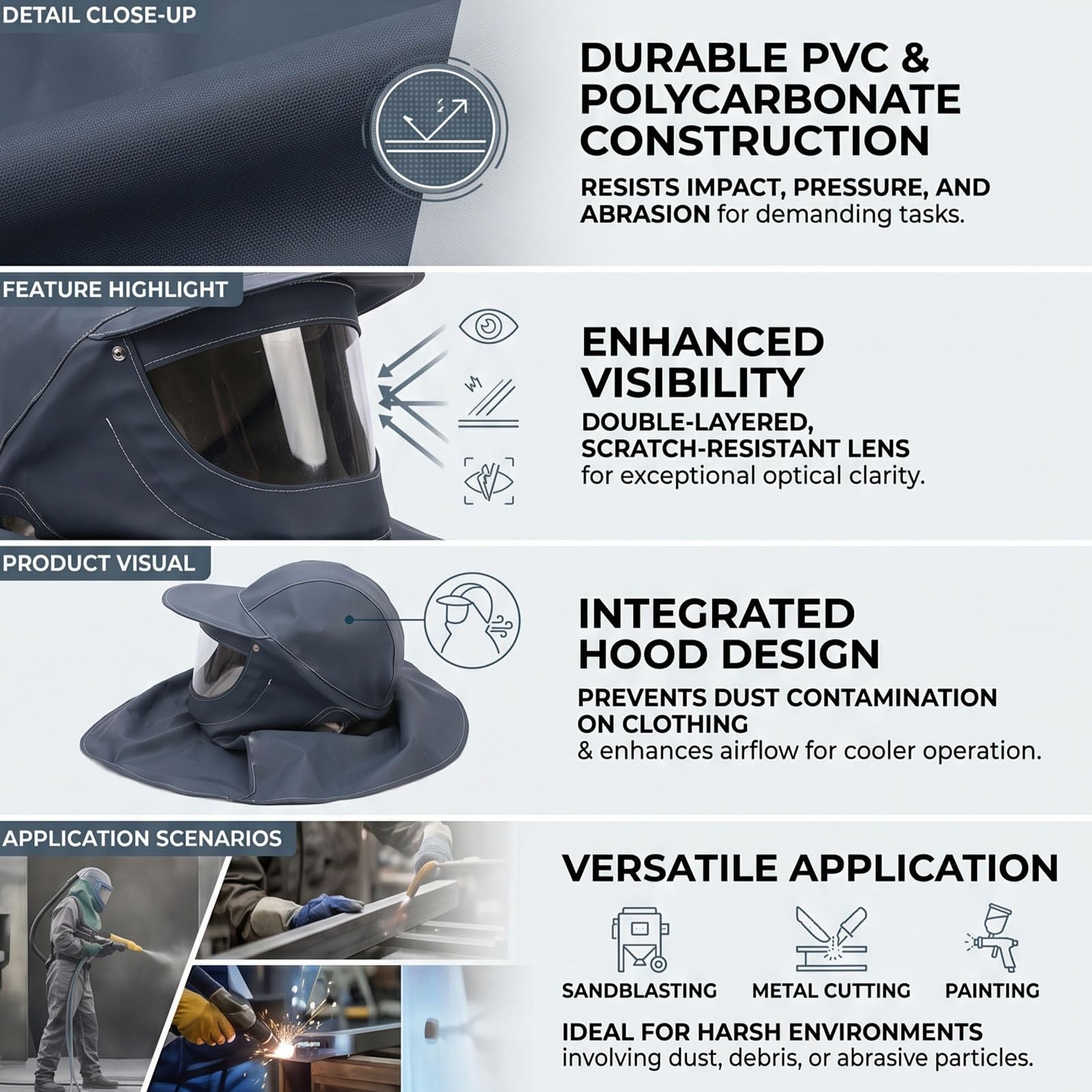 Casque de Sablage avec Visière, équipement de Protection Léger et Durable