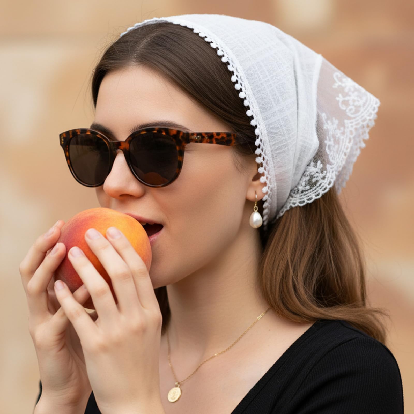 Spitzen Kopftuch, Weißes Damen Bandana, Elegantes Dreieckstuch, Vintage Haartuch, Kopfbedeckung Sommer Kopftücher Haartücher Haaraccessoires(Raster)