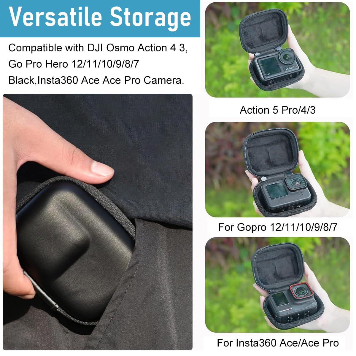 ZORBES Carrying Case for DJI OSMO Action 5 Pro/4/3, 9.8x7.6x4.5cm 2