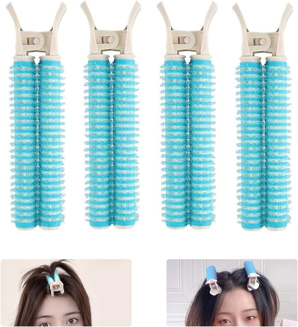 MAYCREATE® 4Pcs Hair Rollers for Women Girls Volumizing Root Clip Hair Curler Rollers, Instant Bang Heatless Curler DIY Hairdressing Hair Curling Styling Tools for Long & Short Hair (Blue)