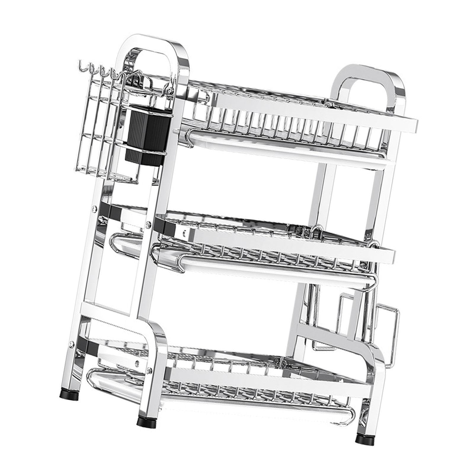 Scolapiatti con Scolapiatti, Griglia per Lavello in Acciaio Inox, Vaschetta Raccogligocce per L'organizzazione di Ristoranti, Hotel, 43 Cm X 23.5 Cm X