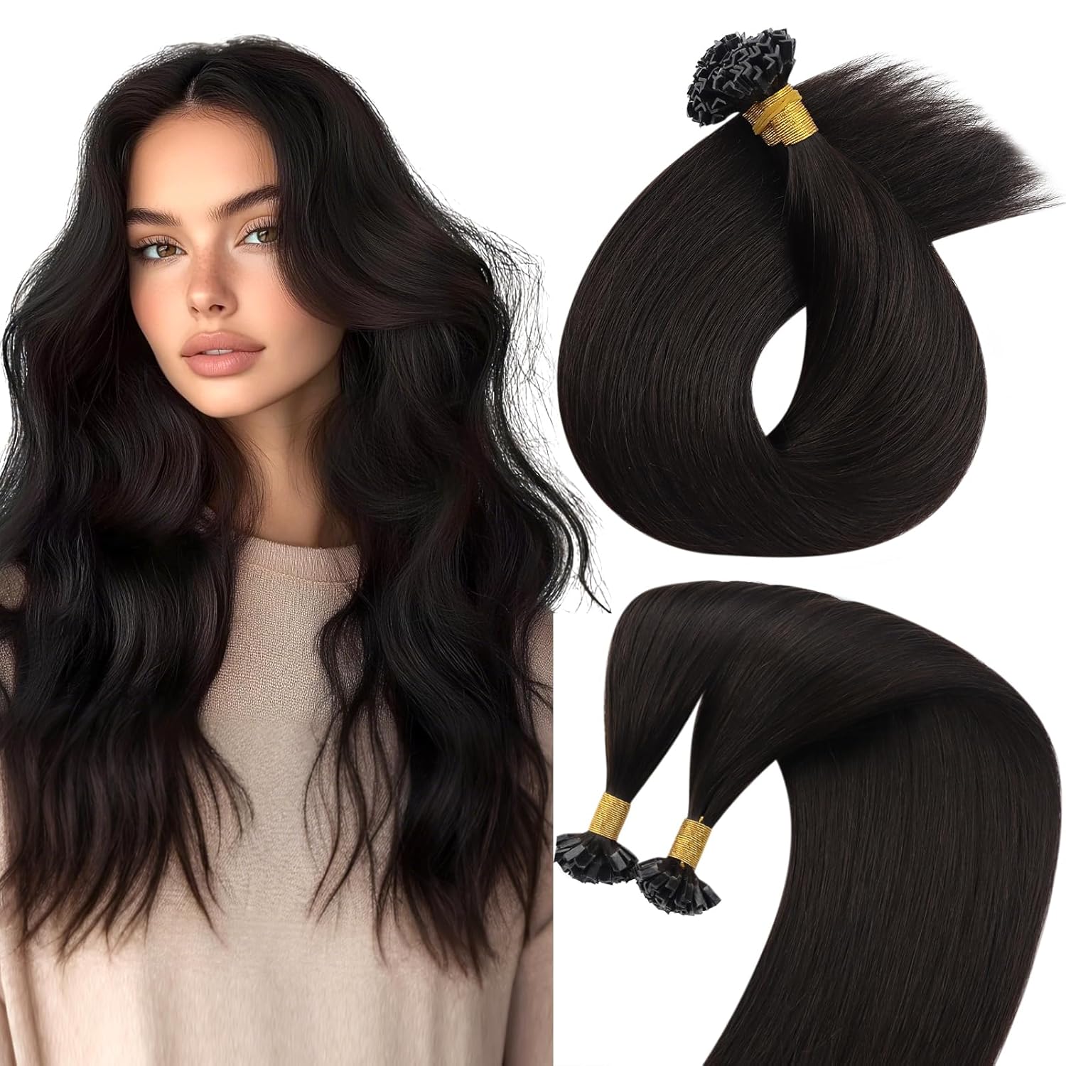 Sunny Hair 20inch K Tips Hair Extensions Human Hair Dark Brown Ktip Human Hair Extensions Remy Hair Extensions Keratin Bonds Fit Any Scene 50g