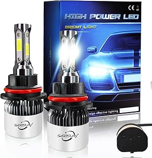SageSunny 9007 LED Headlight Bulb 6500K Cool White 72W 16000LM 350% Brighter, Wireless 9007 HB5 LED Headlights High Beam Low Beam, Plug and Play Halogen Replacement, Pack of 2, 18 Months Warranty