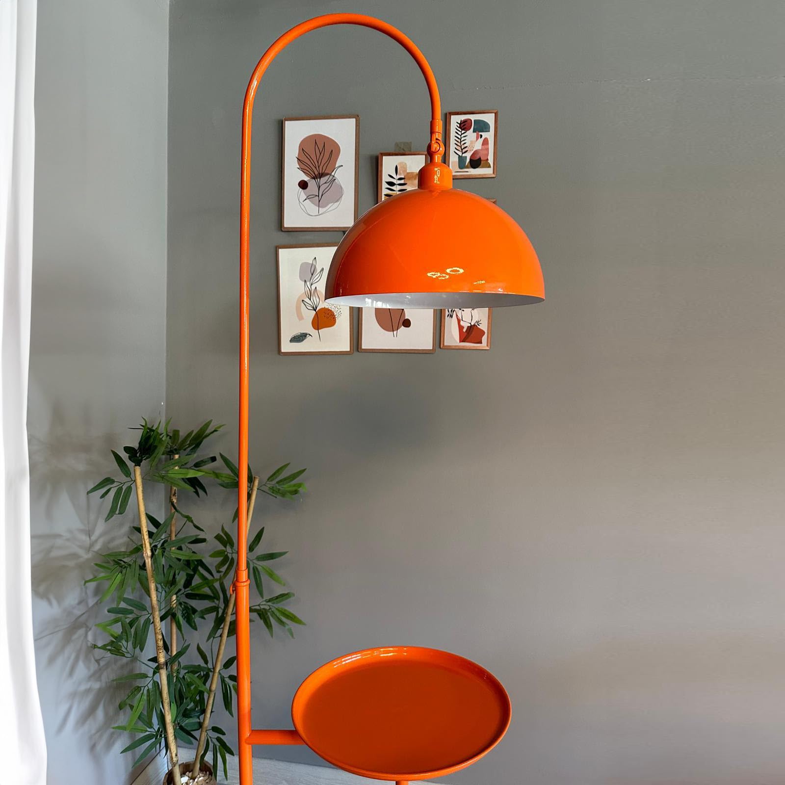 Bamyum Orange Gorkiede Floor Lamp Metal, Modern, For Bedroom, Living Room, Children's Room With E27 Socket, 30 Cm Wide, Adjustable Lampshade,