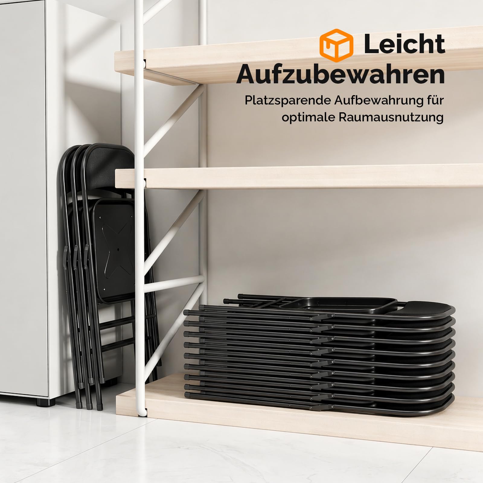 Bonnlo Klappstuhl 6er Set Stahl Stoff Gepolsterte Klappstühle Stabiler Stahlrahmen bis 159 kg Faltbarer Stuhl Schwarz