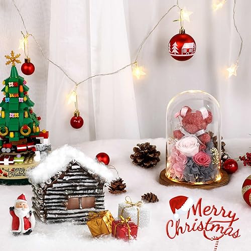 Miniatura 6 de BESTEEL Decoración de nieve artificial de Navidad de 18 onzas + 2 rollos de nieve de Navidad de 3 pies x 8 pies, mantas de nieve artificial para