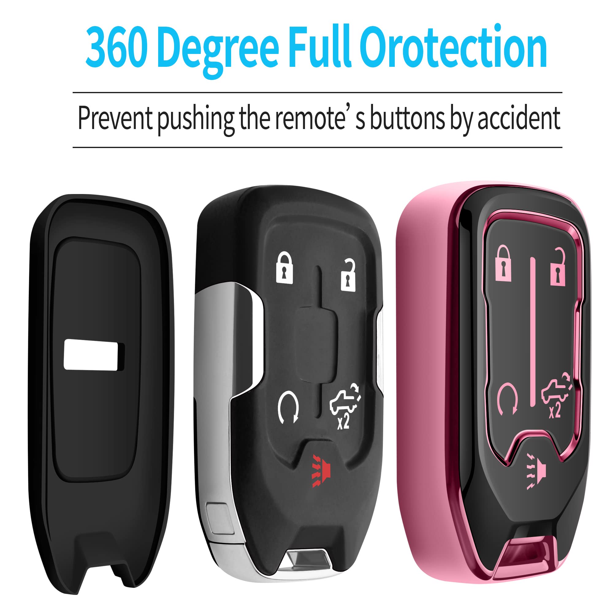 TPU Key Fob Cover For Chevrolet & GMC - Pink Gradient Case For 6-Button Key, Fits Silverado, Suburban, Tahoe, Yukon, Terrain - View #9