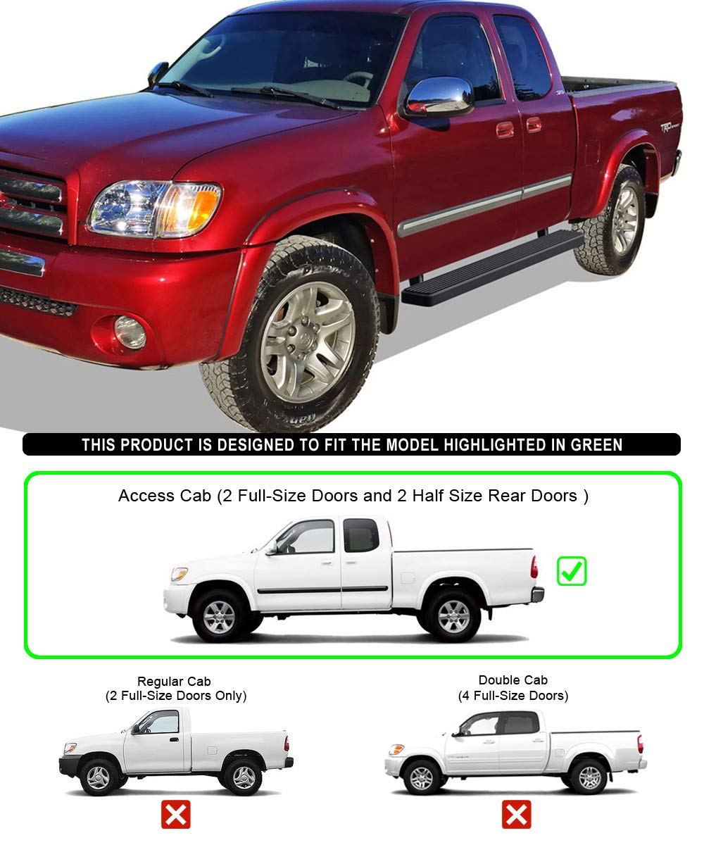 APS Running Boards (Nerf Bars Side Steps Step Bars) Compatible with Toyota Tundra 2000-2006 Access Cab (Stainless Steel Black Powder Coated 5 inches)