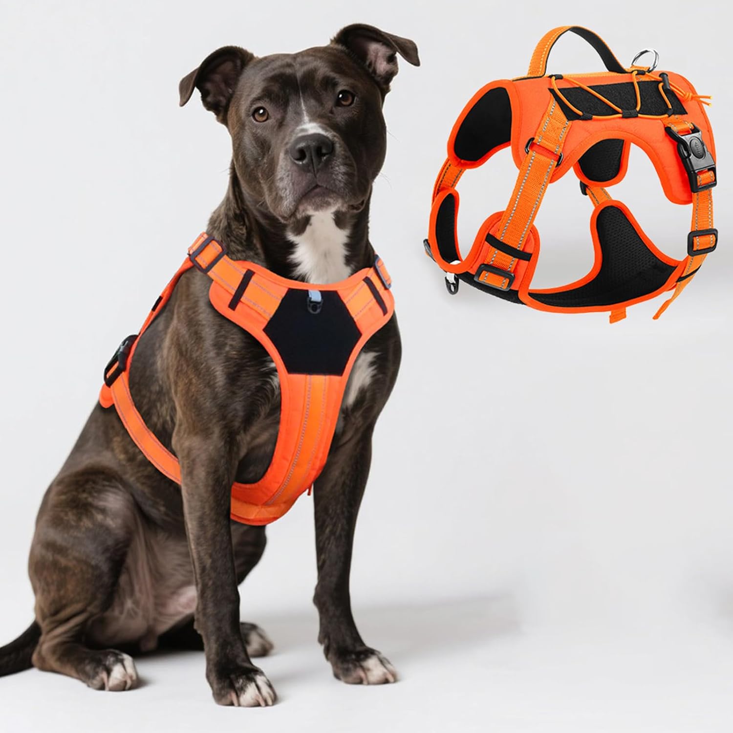 Orange Reflective Lightweight Tactical Pet Harness Vest with Handle Harness Tactical Dog Harness Vest for Walking, Hiking,Training,Outdoor,Camping (Orange, X- Large)