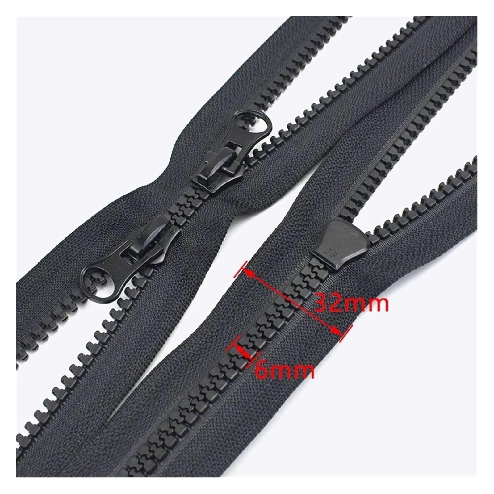 2 Stück Reißverschlüsse Schwarz Weiß Doppelschieber Offenes Ende(Black,110CM)
