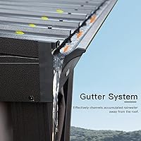 Vista 3 de Domi 10x12 pies Gazebo de Apoyo, Cenador de Techo Duro Montado en Pared con Techo de Acero Galvanizado Inclinado, Pérgola de Pared con Marco