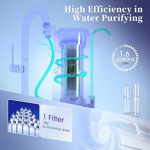 Miniatura 4 de Sistema de filtración de agua para encimera, certificado NSFANSI 42 y 372, filtro de agua alcalina de 8000 galones, reduce el 99.99% de plomo,