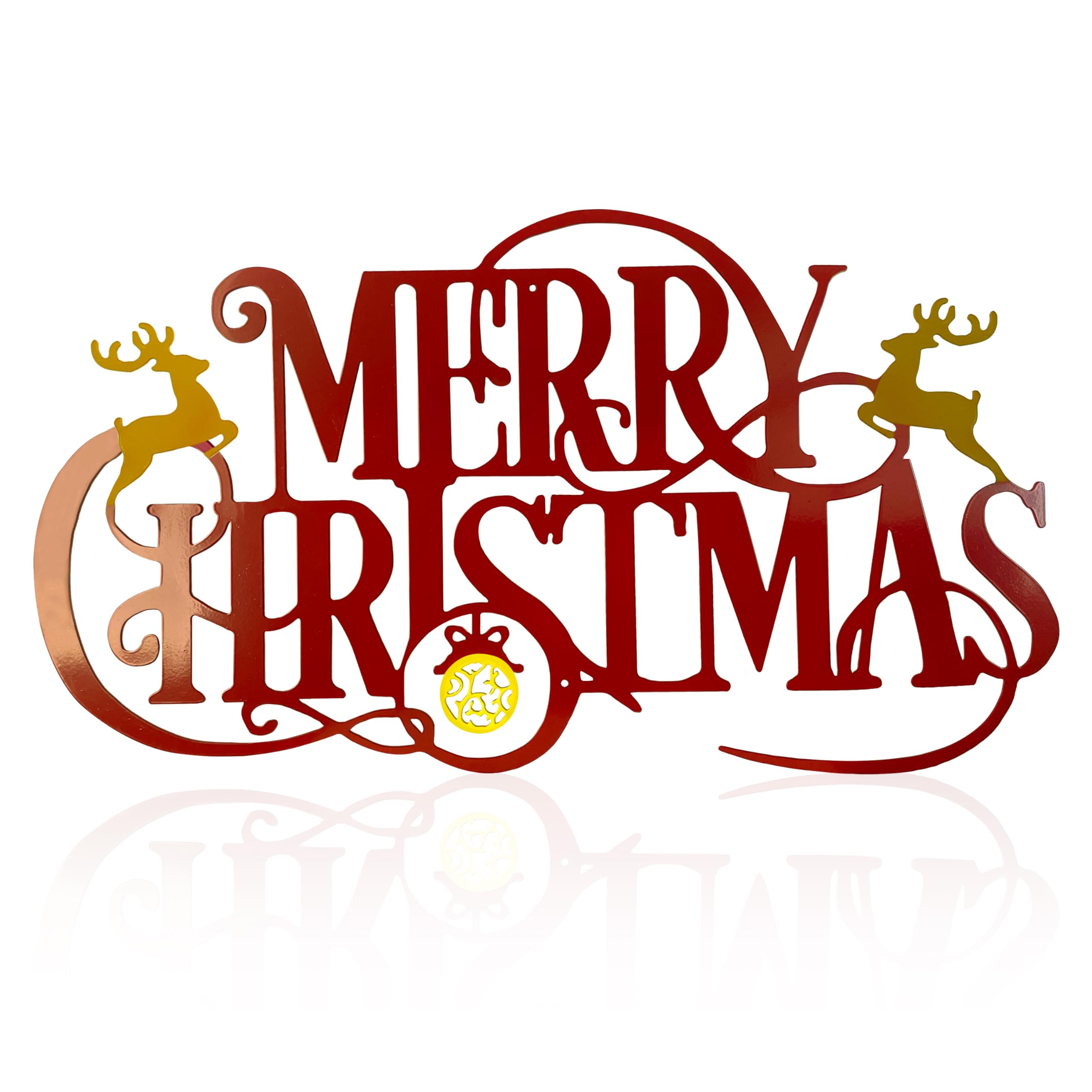 Metal Merry Christmas Wall Decor Christmas Sign Letter Decorative Hanging Plaque Suitable For Indoor Outdoor Room Yard Holiday Decoration