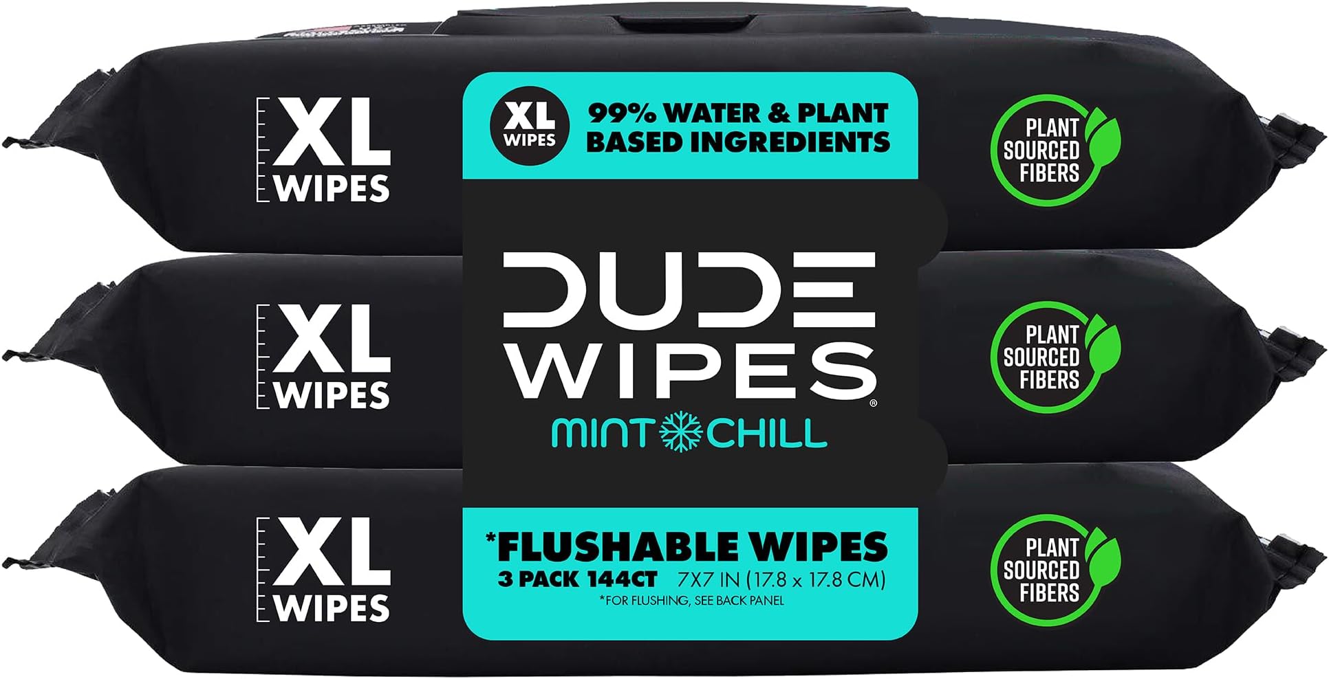 DUDE Wipes Flushable Wipes 3 Pack, 144 Wipes Mint