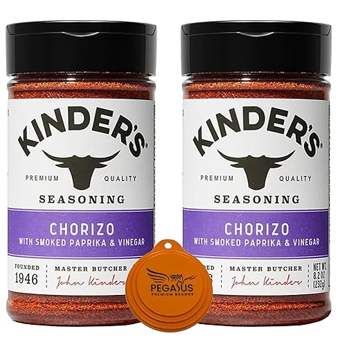 Pegasus Premium Variety Pack Kinder's Chorizo de 8.2 onzas condimento (paquete de 2) y tapa de 3 pasos Pegasus Premium Brands