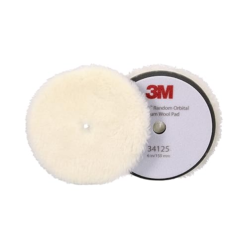 3M Perfect-It Random Orbital - Almohadilla para compuestos de lana media, 6 pulgadas5.906 in, blanco, 34125, almohadillas orbitales para compuestos