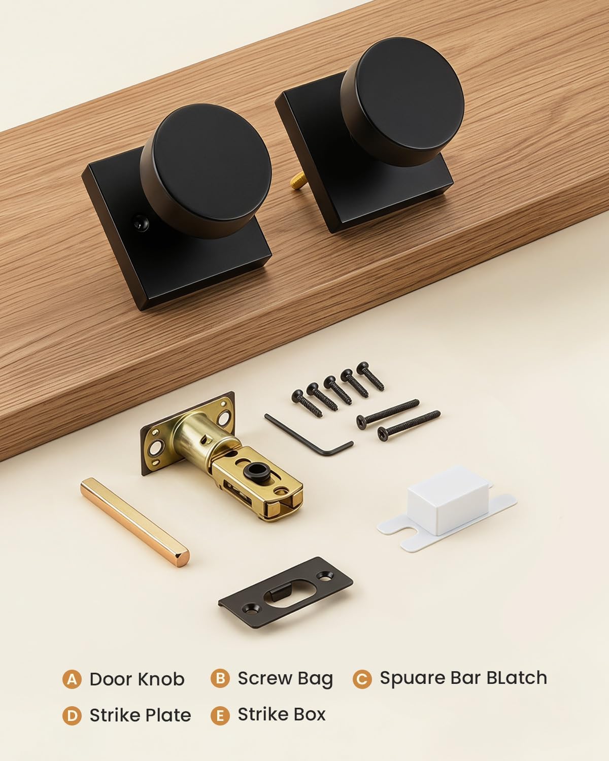 Rergy Matte Black Privacy Door Knobs Interior Zinc Alloy,10 Pack | Easy to Install, Quick release, Heavy Duty Zinc Alloy, Smooth Turning, Adjustable Latch