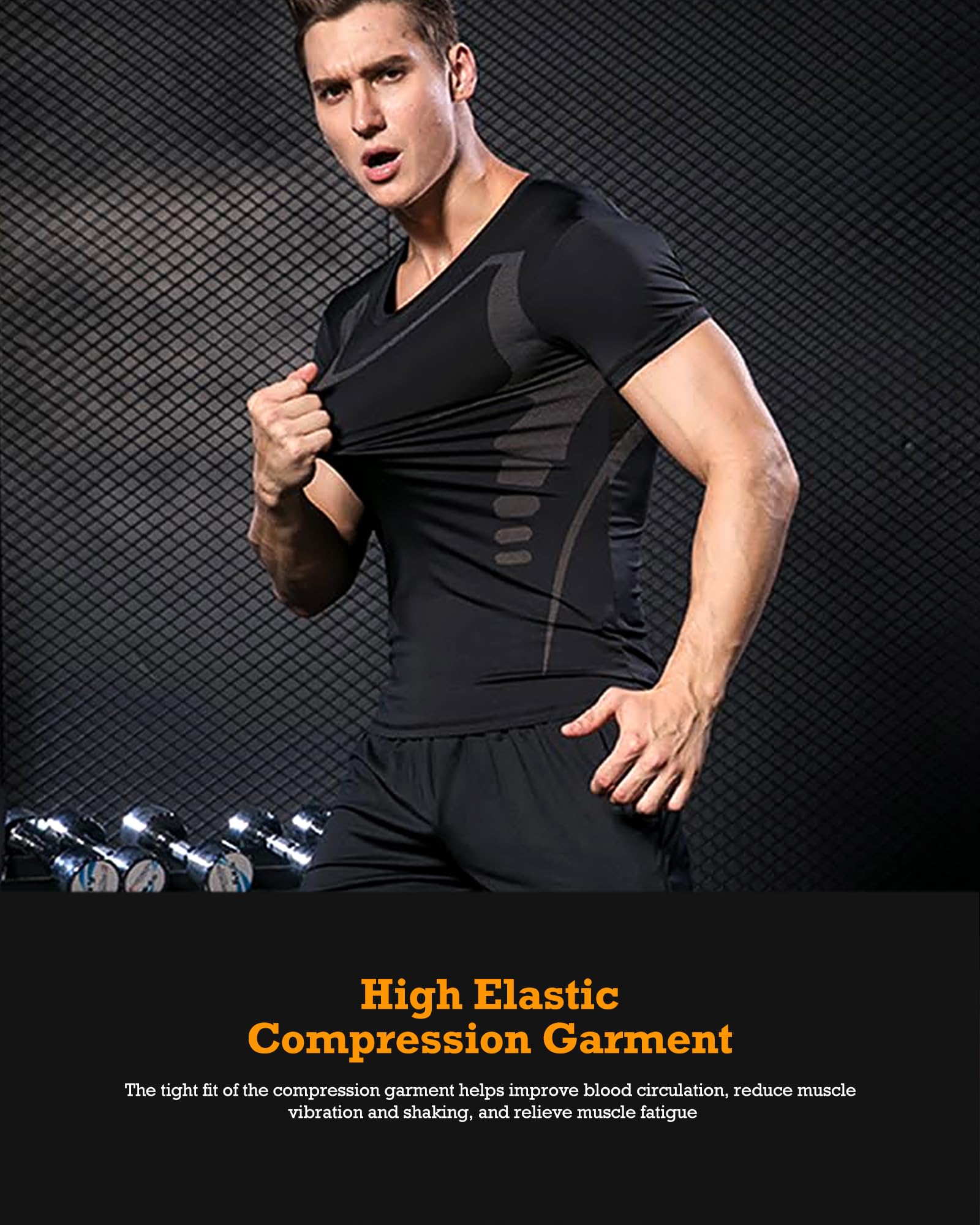 Ropa de entrenamiento para hombre, ropa de fitness, gimnasio, al aire libre, pantalones de compresión, camisa de manga larga, 4 unidades o 5 piezas - Negro