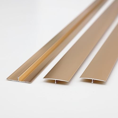 Gaahing Tira de transición de suelo de aluminio en T, moldura en T para tablones de pisos laminados, transición de piso de vinilo, Transiton de goma