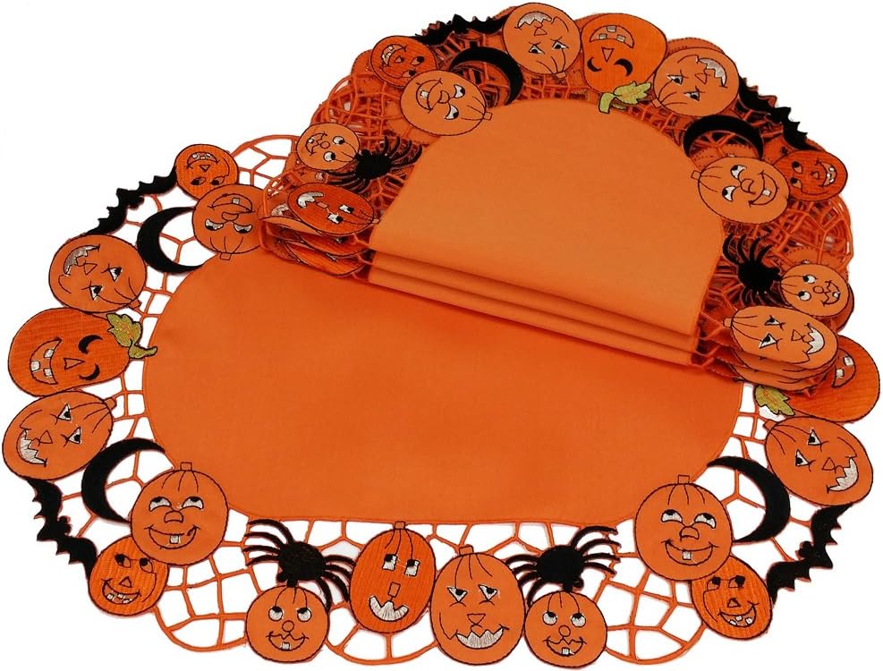 4-Pack Happy Jack-O-Lanterns Halloween Placemats, 14 by 20-Inch
