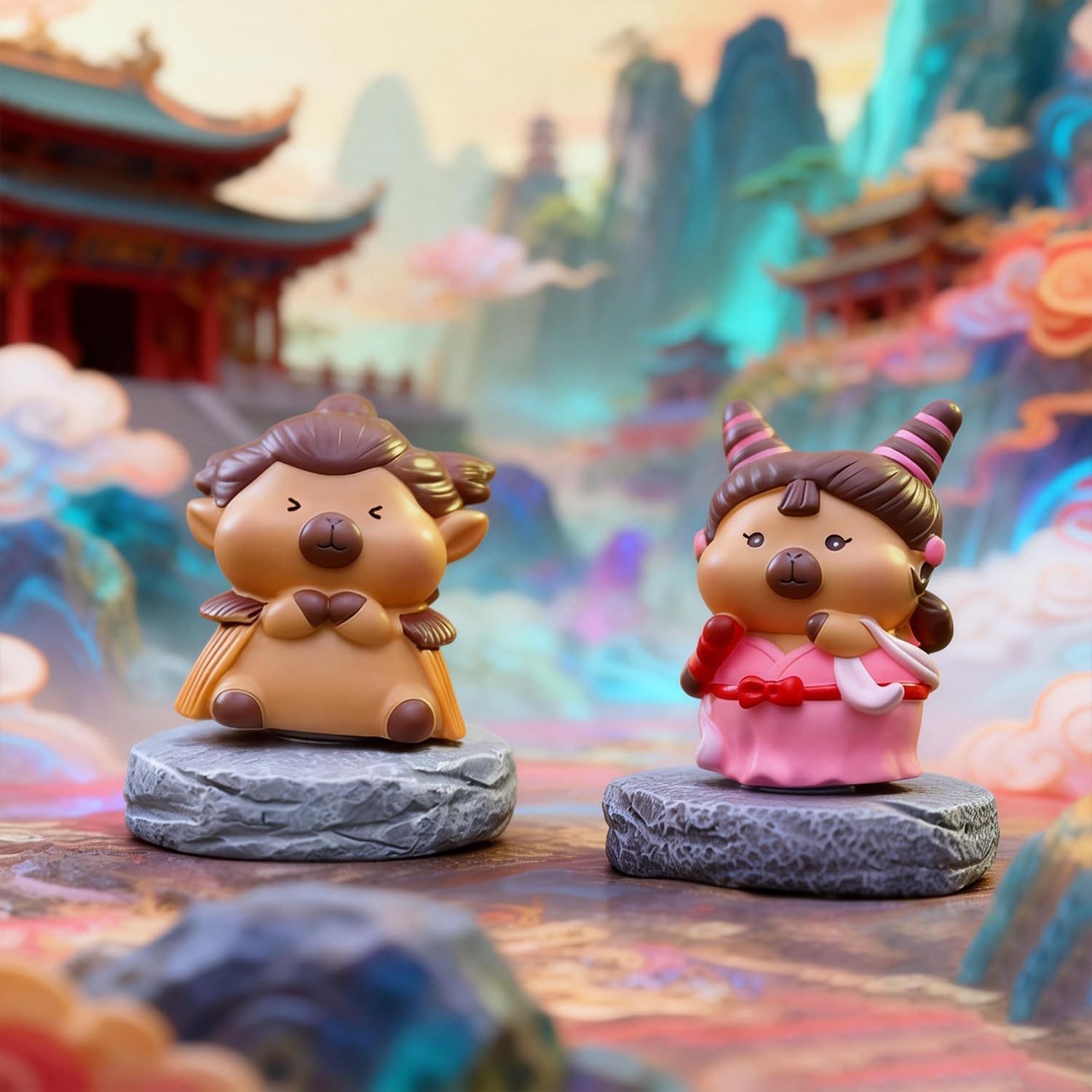 Rotatable Capybara Series Blind Box Figures, Random Design Action Figures Collectible Toys for Birthday Gift, Home Decorations, Single Box