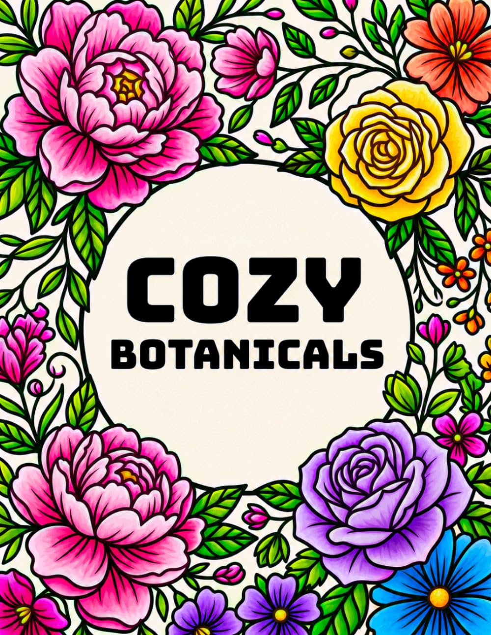 Cozy Botanicals: Bold and Easy Flowers Coloring Book for Adults and Teens, Relaxing Minimalist Floral Designs for Stress Relief