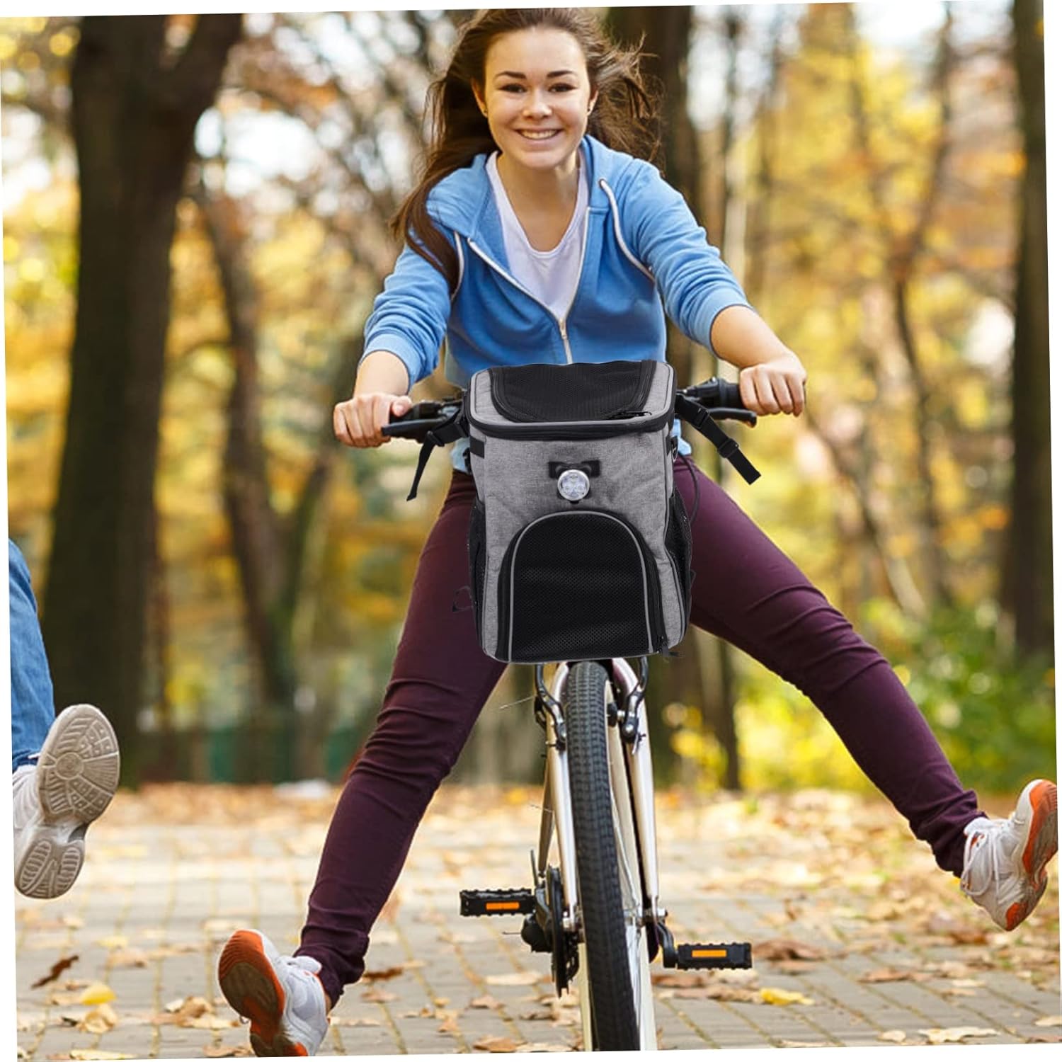 Pet Carrier Bag for Bike Multi-Functional Folding Dog Pouch Outdoor Use Removable Storage Grey for