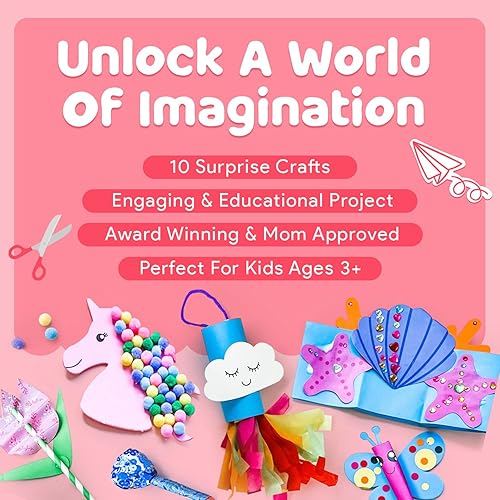Miniatura 2 de Caja de manualidades de unicornio Mumaloo - 10 divertidas artes y manualidades para niños, sin desorden, educativo, proyectos de arte de sirena, kit