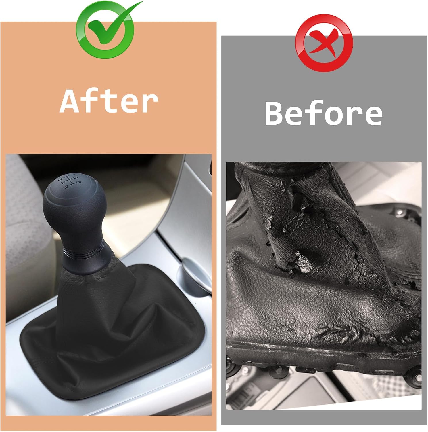 Shift Boot Cover Compatible with Toyota Corolla 2007-2013 Leather Gear Shifter Knob Dust Cover Retainer Stick Shift Sleeve Black