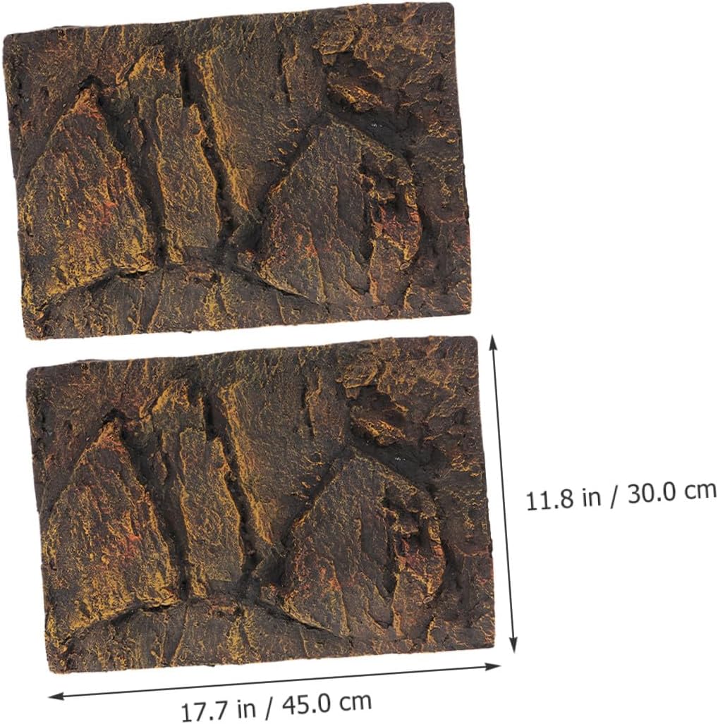 2pcs PU Reptile Tank Background Boards for Turtle Terrarium Aquarium Decor with Realistic Texture and Lightweight Design