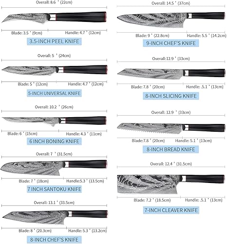 Miniatura 2 de Juego de cuchillos de Damasco de 10 piezas, juego de utensilios de cocina, juego de cuchillos de cocina Prefiere núcleo de acero de alta dureza 60+2