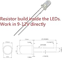 Vista 2 de 50pcs 12V 3mm White LED 9V Gauge Cluster Instrument Light Emitting diodes(White Blue Green Yellow red, Optional in Listing) 0.06 watts