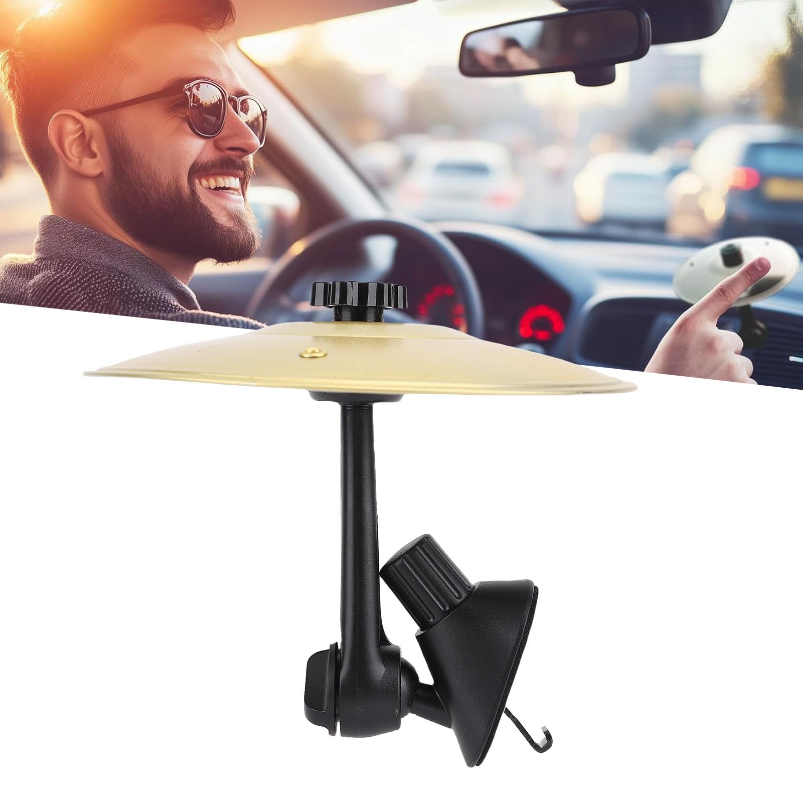 Decoration de Cymbales de L'accident de Voiture, Sound Clair et Croustillant à Volume élevé Amusant, Taille Compacte pour la Cymbale à Tambour de Ventilation de Voiture avec (GOLD)