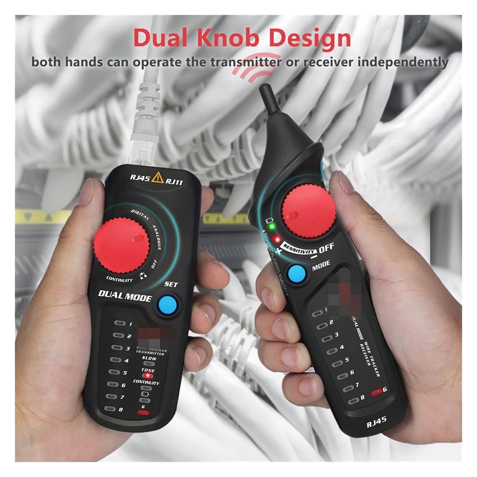 Detector de pared, Rastreador de cable de red FWT Serie RJ11 / RJ45 / CAT5 / CAT6 Tonelador de teléfono TRACER TONER Ethernet LAN Finder de la línea del detector del probador(82 Digital-Analog)