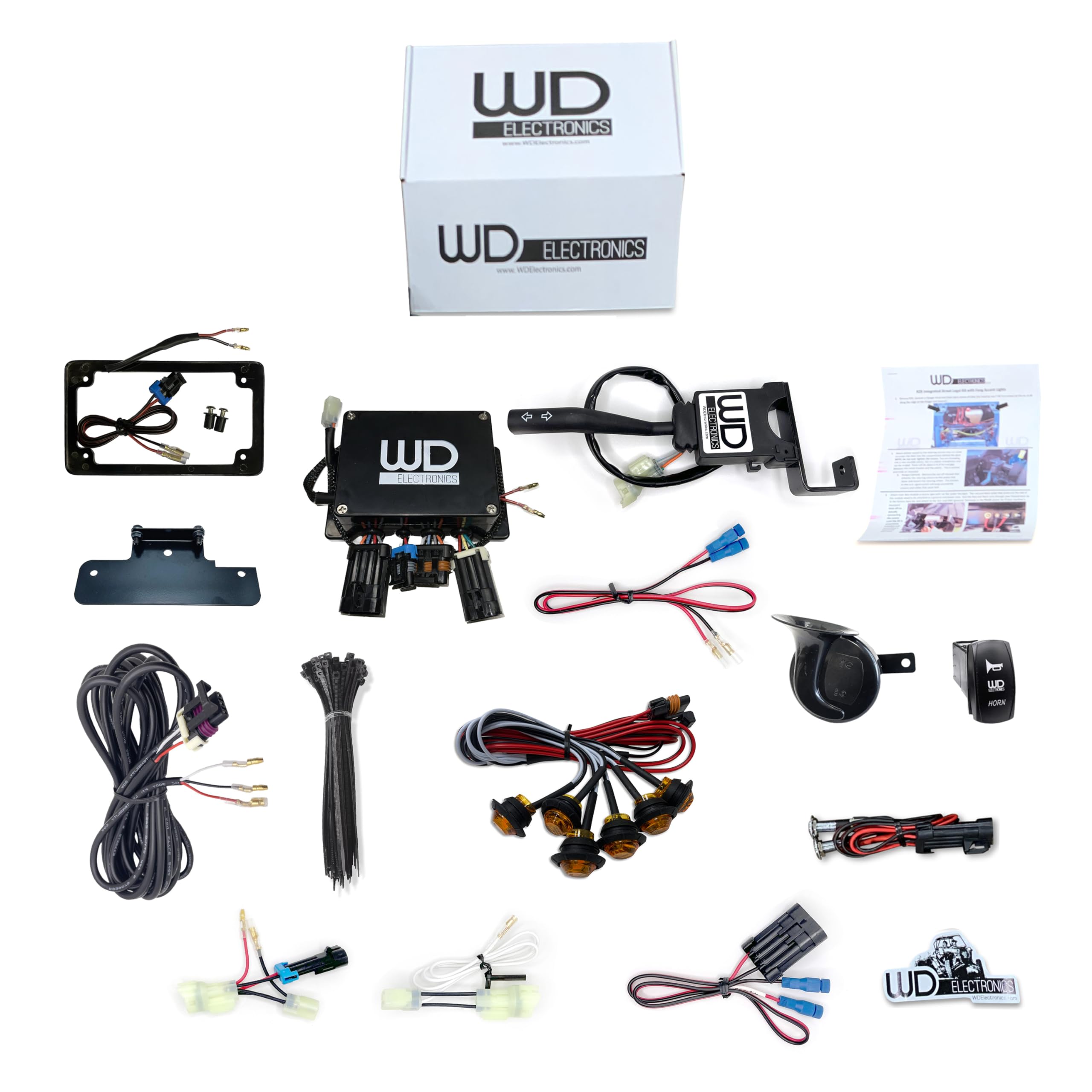 WD Electronics Amber LED Integrated Street Legal Turn Signal Kit, 6 Round 3/4 Inch LEDs, Compatible with CFMoto ZFORCE 950 H.O Model, with Switch