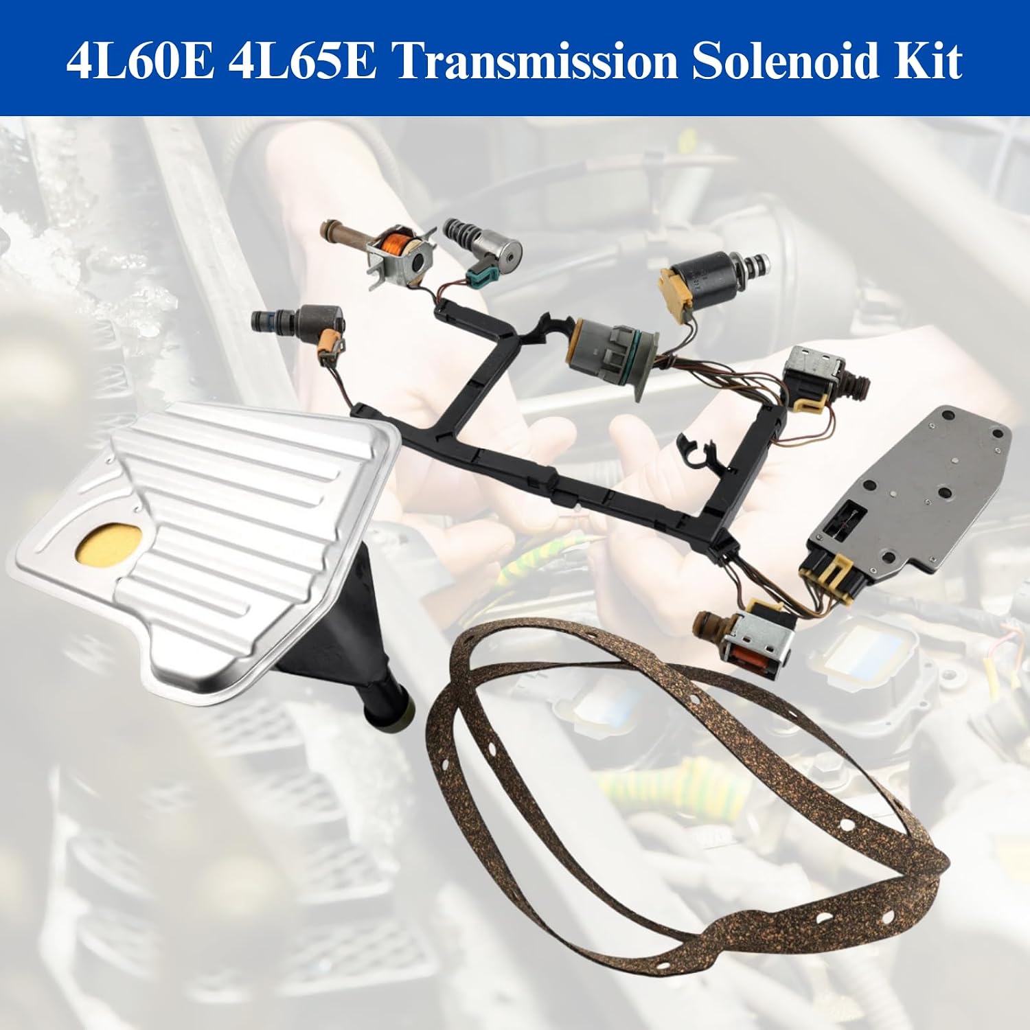 4L60E 4L65E 9PCS Transmission Master Solenoid Kit EPC Shift TCC 3-2 PWM For 1993-2002 GMC Camaro Cadillac Blazer Jimmy W/Harness Transmission Filter