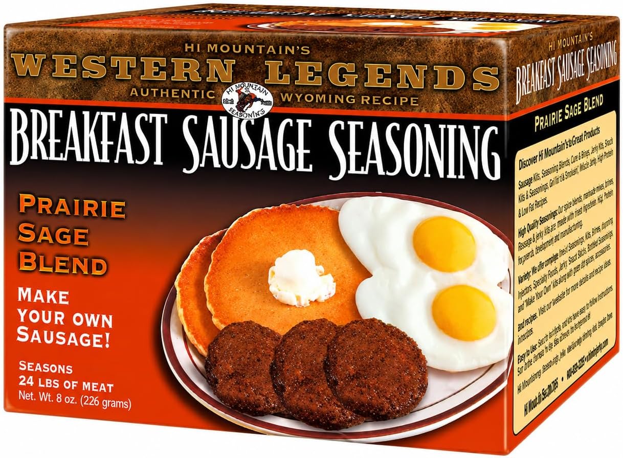 Hi Mountain Breakfast Sausage Seasoning Mix | PRAIRE SAGE | Make Homemade Sausage with Pork, Venison, Deer, Elk & Wild Game | Makes up to 24 lbs