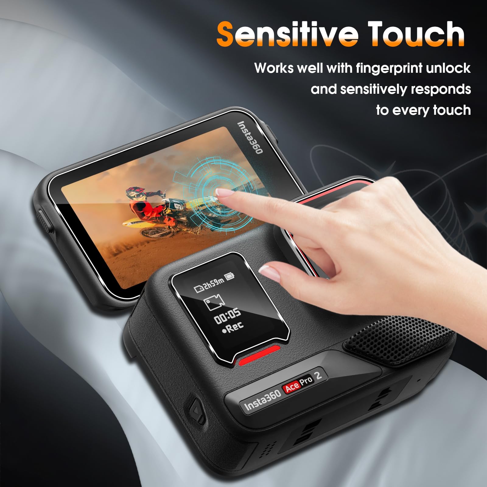 Pellicola Protettiva Insta360 Ace Pro 2, Schermo Vetro Temperato, Protezione Lente Fotocamera 2+2+2 Pezzi, HD Chiaro Anti Graffio