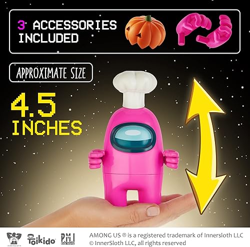 Miniatura 8 de P.M.I. Figura de acción de Among Us, uno de los cuatro coleccionables de 4.5 pulgadas de alto, juguetes Among Us y mini juguetes jugables, compañero