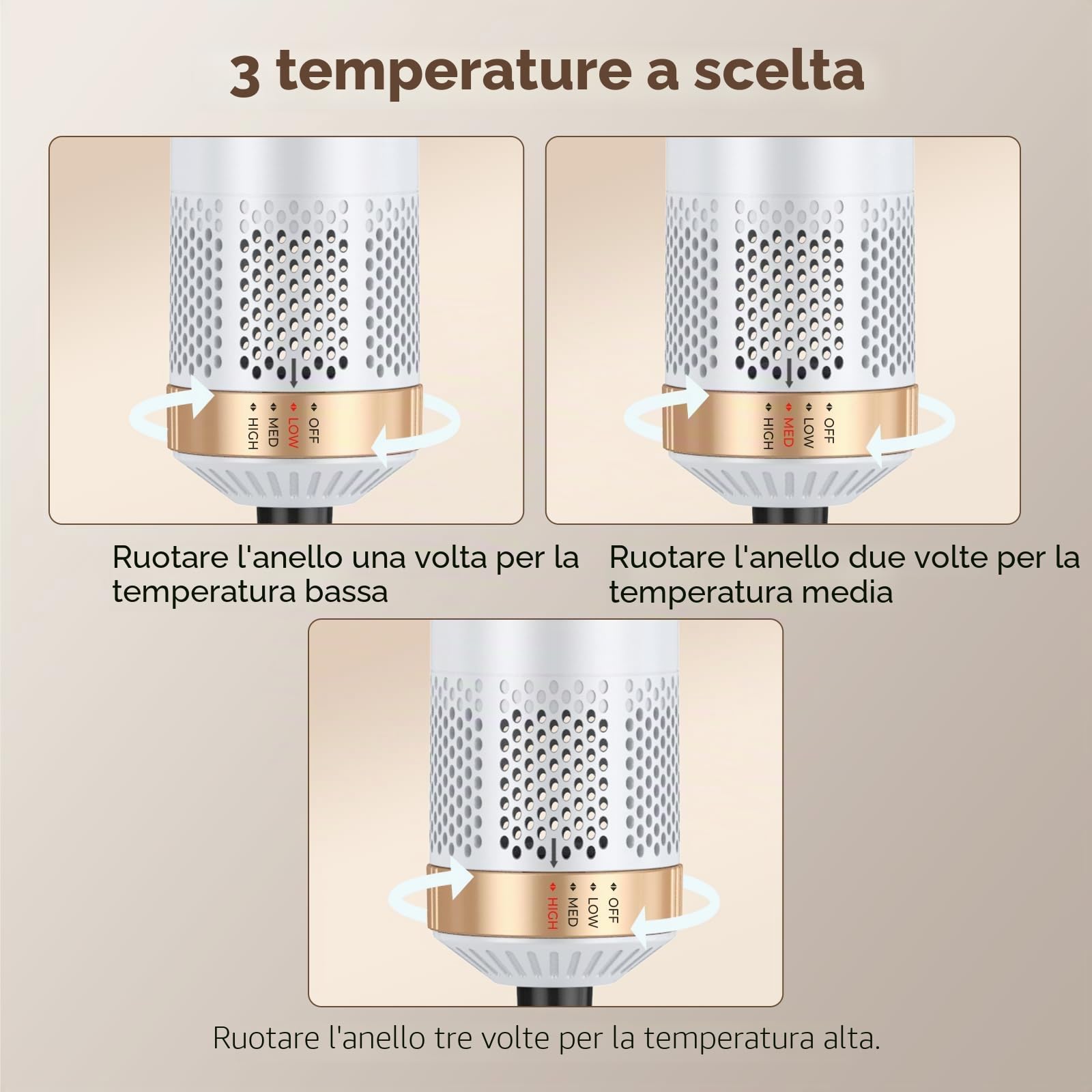 Set di styler per capelli 5 in 1, con asciugacapelli, 5 in 1, con spazzola rotonda, per capelli ad aria calda, asciugacapelli, ferro arricciacapelli, spazzola termica ad aria, per lisciare, asciugare