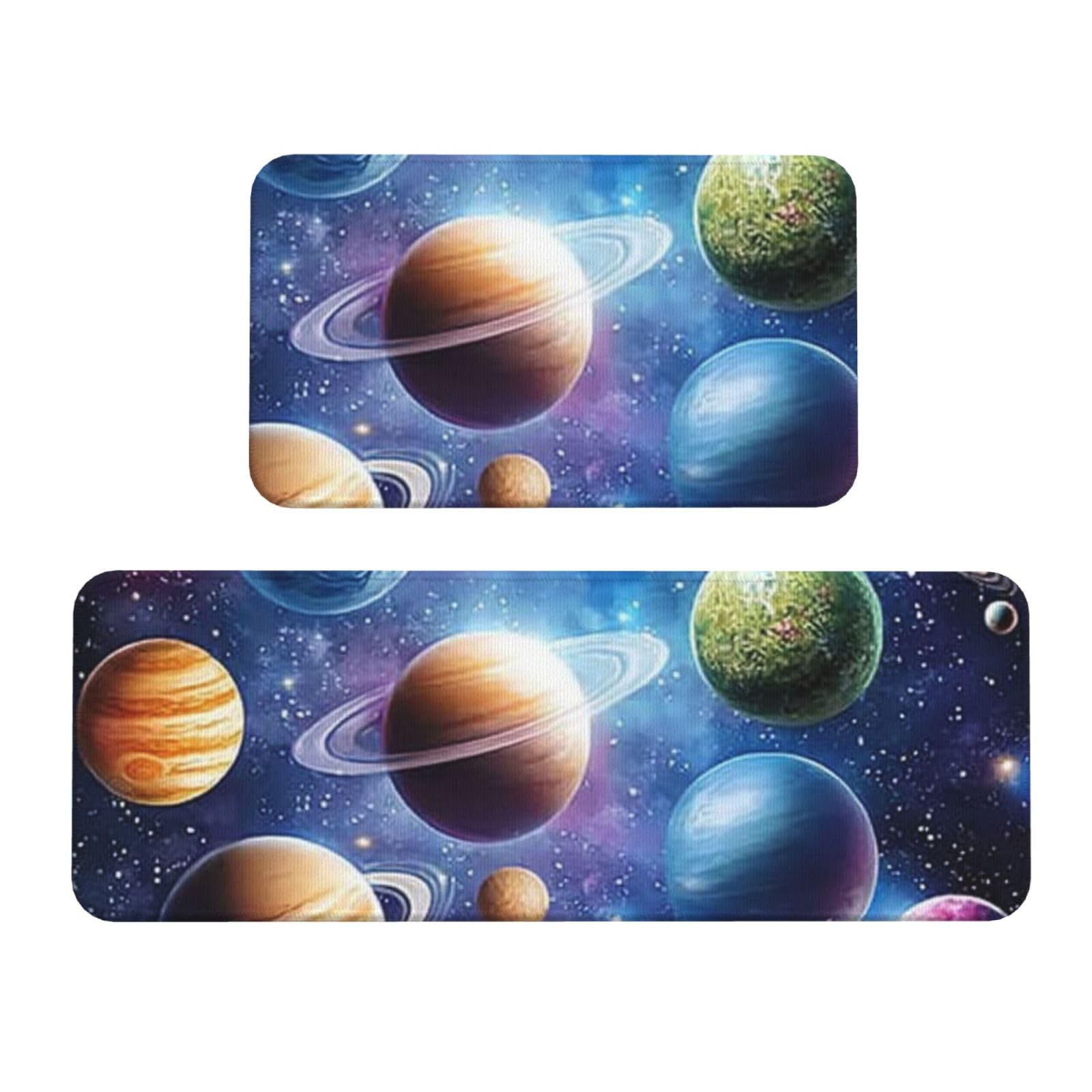 Alfombras de cocina antideslizantes de diseño espacial para zona de fuegos y lavandería