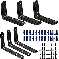 Vista 1 de Aufuga Soporte de estante negro, soporte de esquina para estantes pequeños de 90 grados, soportes de ángulo de junta decorativa, soporte de esquina