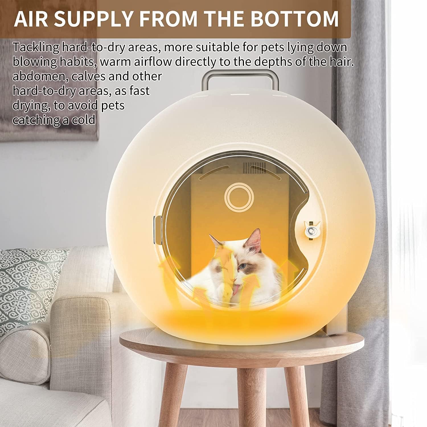 Automatic Cat Dryer Box for Pet Grooming Ultra Quiet Pet Drying Box Machine Professional Fast Dog Hair Dryer Blower with Lighting Adjustable Temperature and Time 360 Degree Warm Wind 50L Capacity
