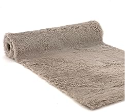 heimtexland Decorative Fur Table Runner Place Mat Winter Plush Table Decoration Christmas 28 x 200 cm Can Be Cut to Size DIY Table Runner Typ902 Taupe
