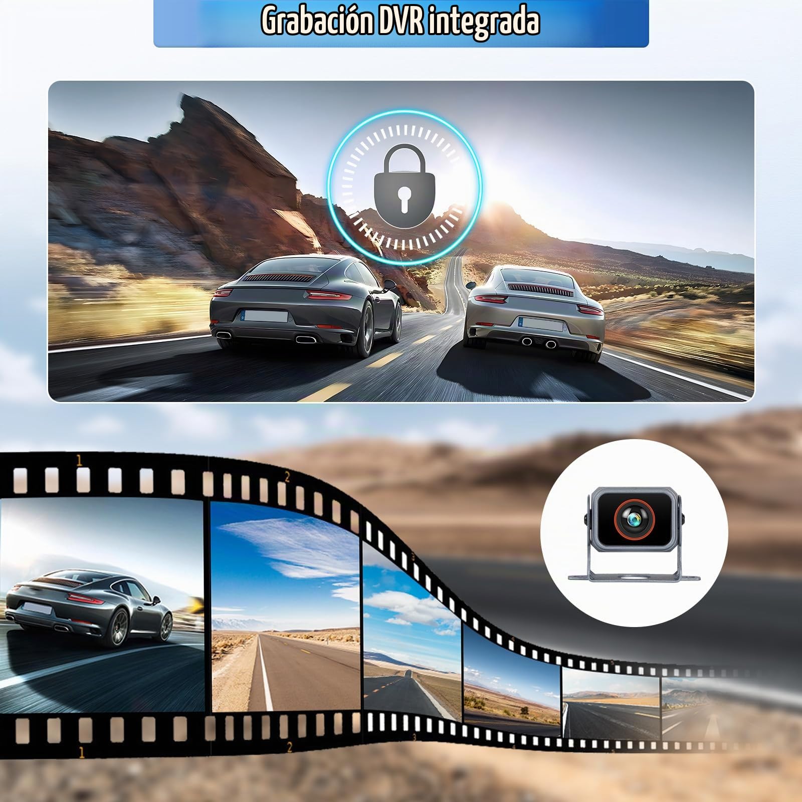 Kit de 5 Rear View Camera, Monitor IPS HD de 10.1" con Impermeable IP68, Visión Nocturna, BSD, Grabación en Bucle, DVR, USB, Cámara de Marcha Atrás para Camión/RV/Remolque/Autobús/Van 12V-36V