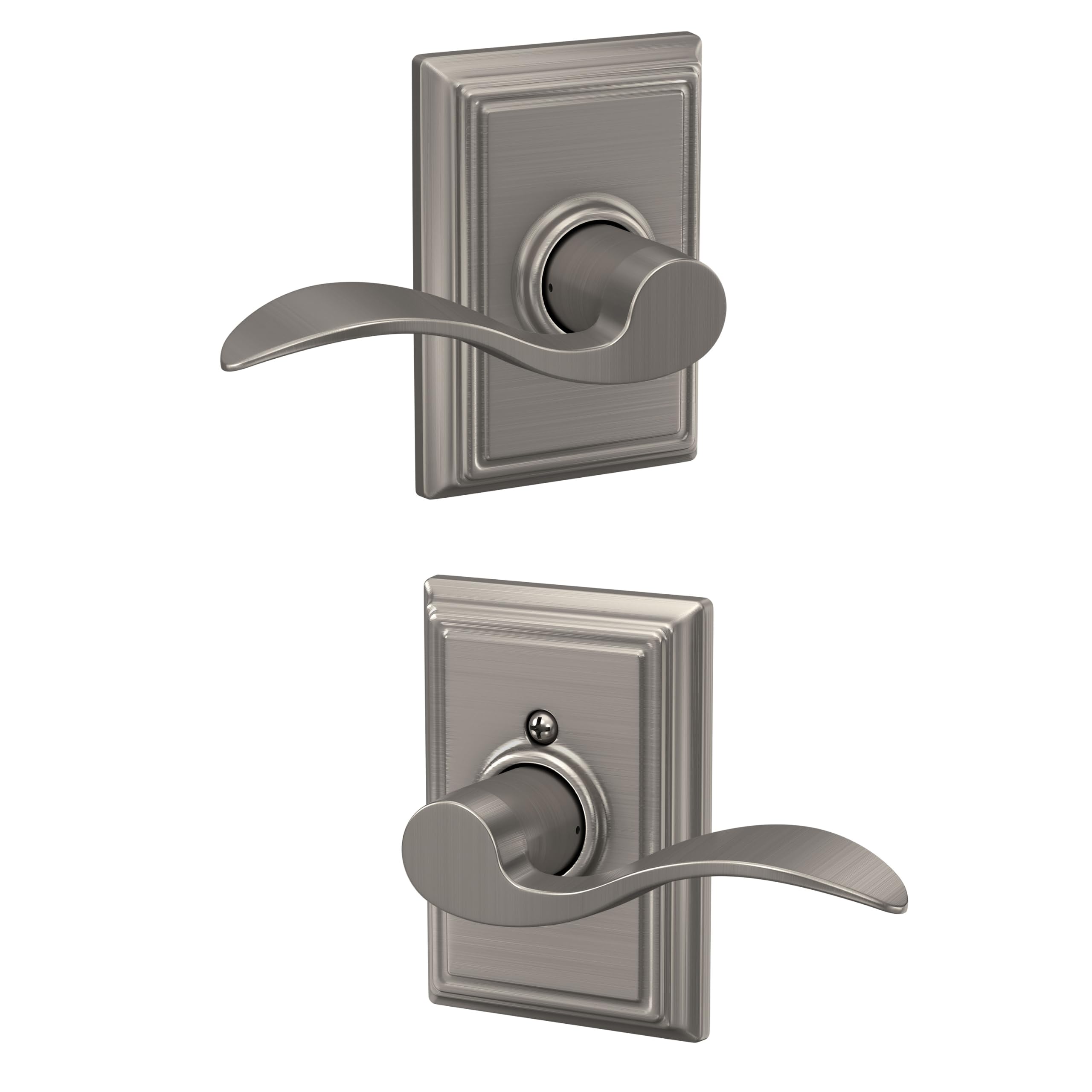 SCHLAGE Accent Hall/Closet Passage Door Handle, Reversible, Satin Nickel | Hall or closet lever door handle with no lock, Easy to install, Certified durability, Universal fit