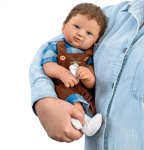 Miniatura 4 de Sandy Faber - Muñeca de bebé Reborn de Ashton-Drake Adventure Awaits de 17 pulgadas, cuerpo realista de silicona, traje de cuadros azules, cuerpo de