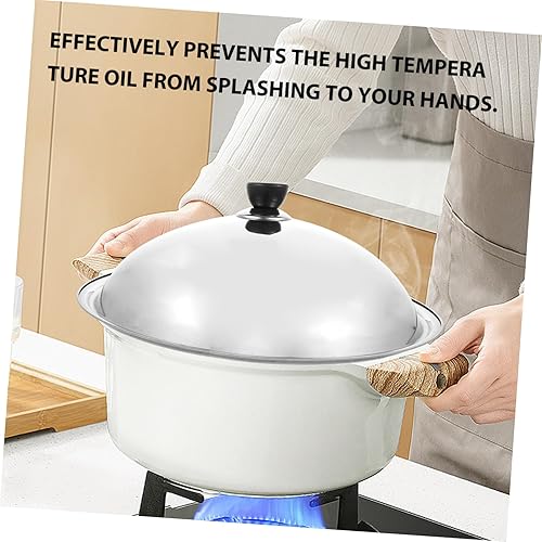 Miniatura 6 de Tapa de olla grande antiquemaduras de acero inoxidable cubierta de olla protector contra salpicaduras de grasa cubierta de microondas herramienta de