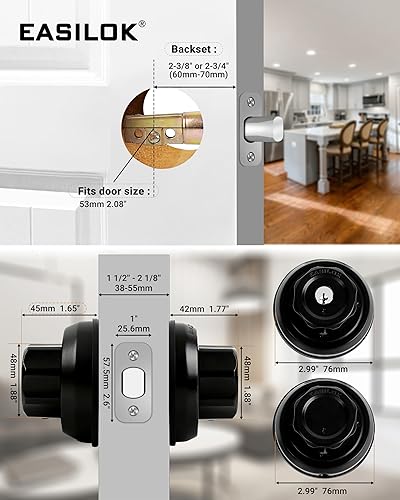 Miniatura 3 de Cerradura de cerrojo giratorio para cerrar, sin llaves, cerradura de puerta delantera, juego de pomos de puerta con un solo cilindro de alta