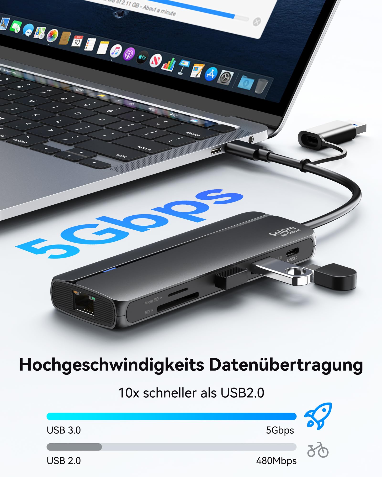 USB 3.0 A/C Dockingstation Dual HDMI, 10 In 1 Laptop USB C Hub Duale Monitore Mit 2 HDMI, USB A/C 3.0, USB 2.0, SD/Micro SD, RJ45, PD 3.0, 3.5mm Audio/Mic, Erweiterungsmodus Für